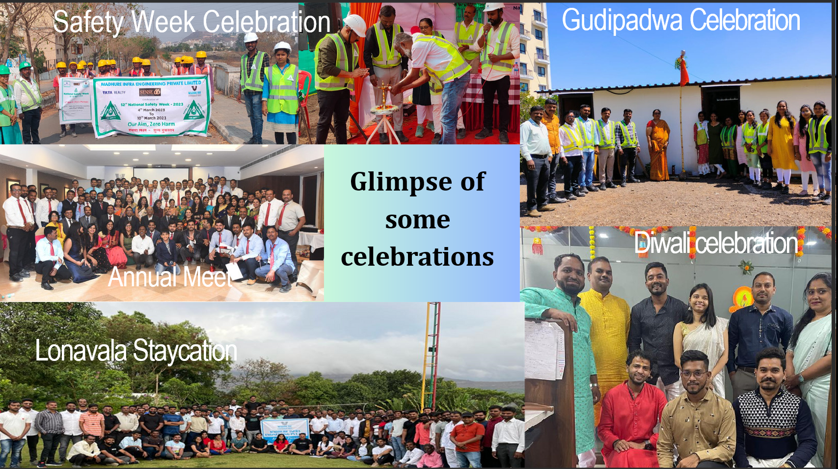 Glimpse of celebrations: Safety Week, Gudipadwa, Annual Meet, Diwali, Lonavala Staycation